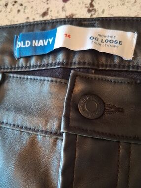 Old Navy Black Faux Leather High-Rise Loose Pants